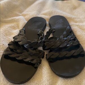 Ancient Greek Sandals Black Braided Women's Sandals